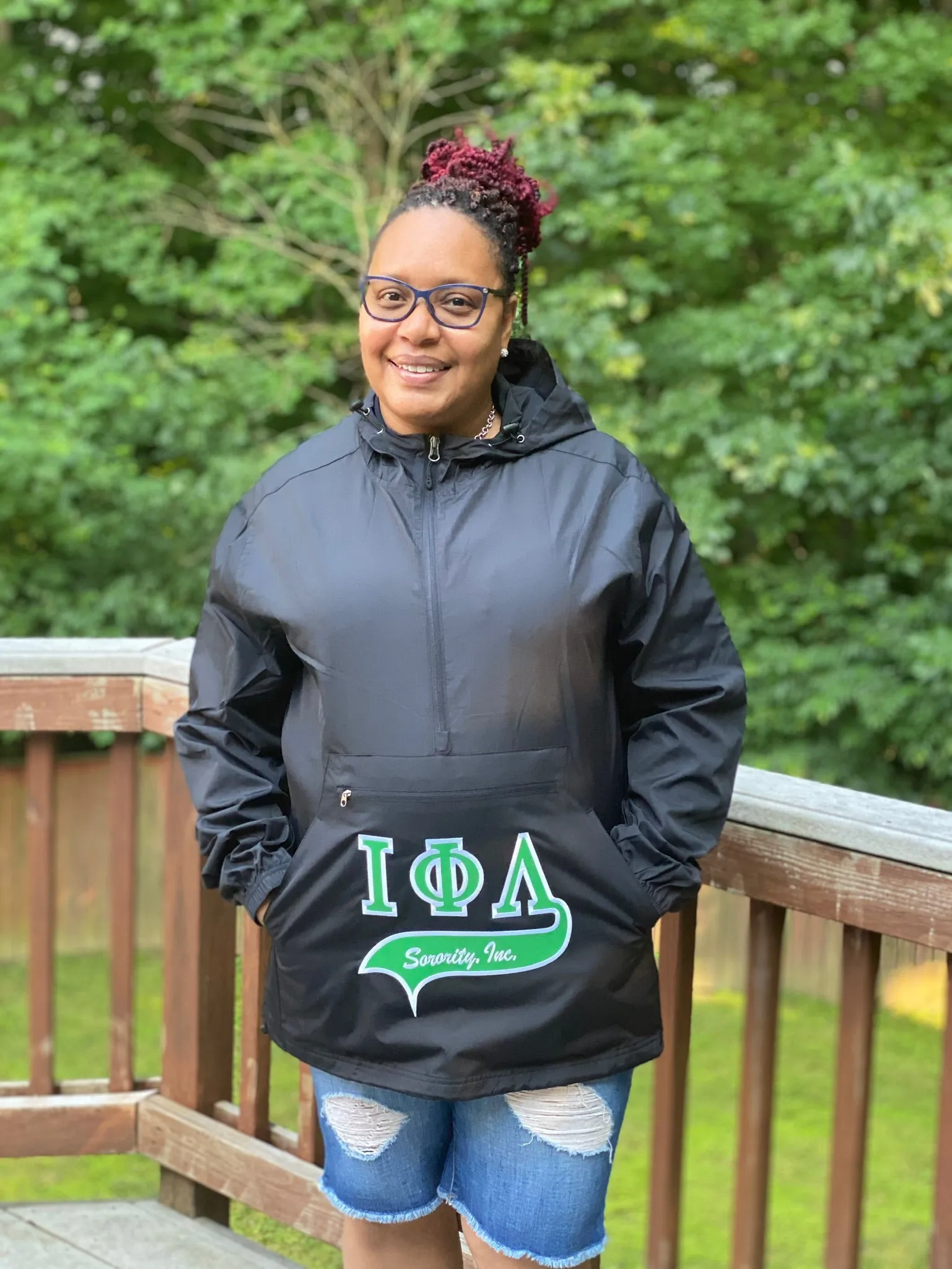 Greek Letter Packable Windbreaker Jacket