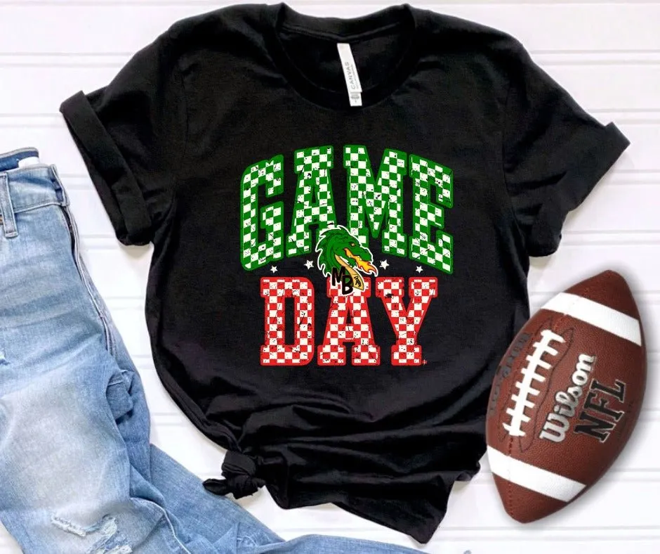Green & Red Dragons Checkered Game Day Black Styles