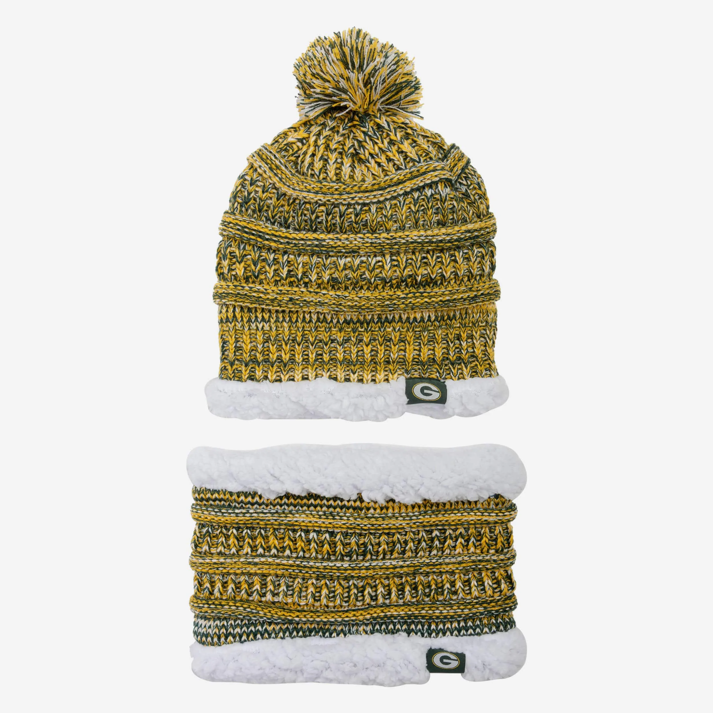 Green Bay Packers Womens Color Wave Chunky Beanie & Gaiter Scarf Set
