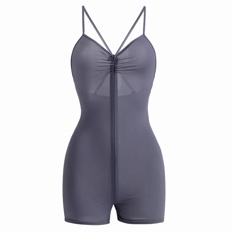 Grey deep V jumpsuit UB99269