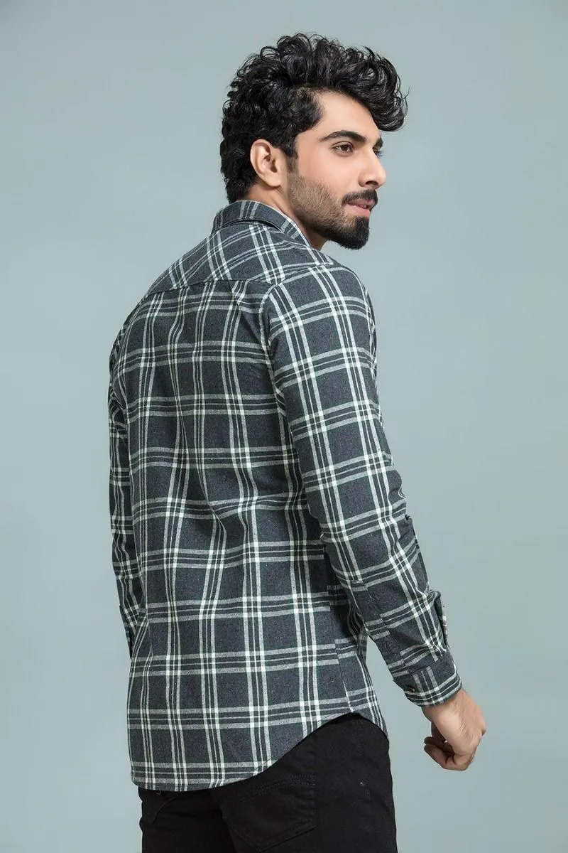 Grey Wooven Checkered Shirt