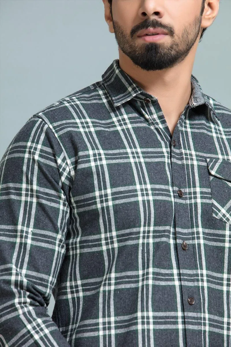 Grey Wooven Checkered Shirt
