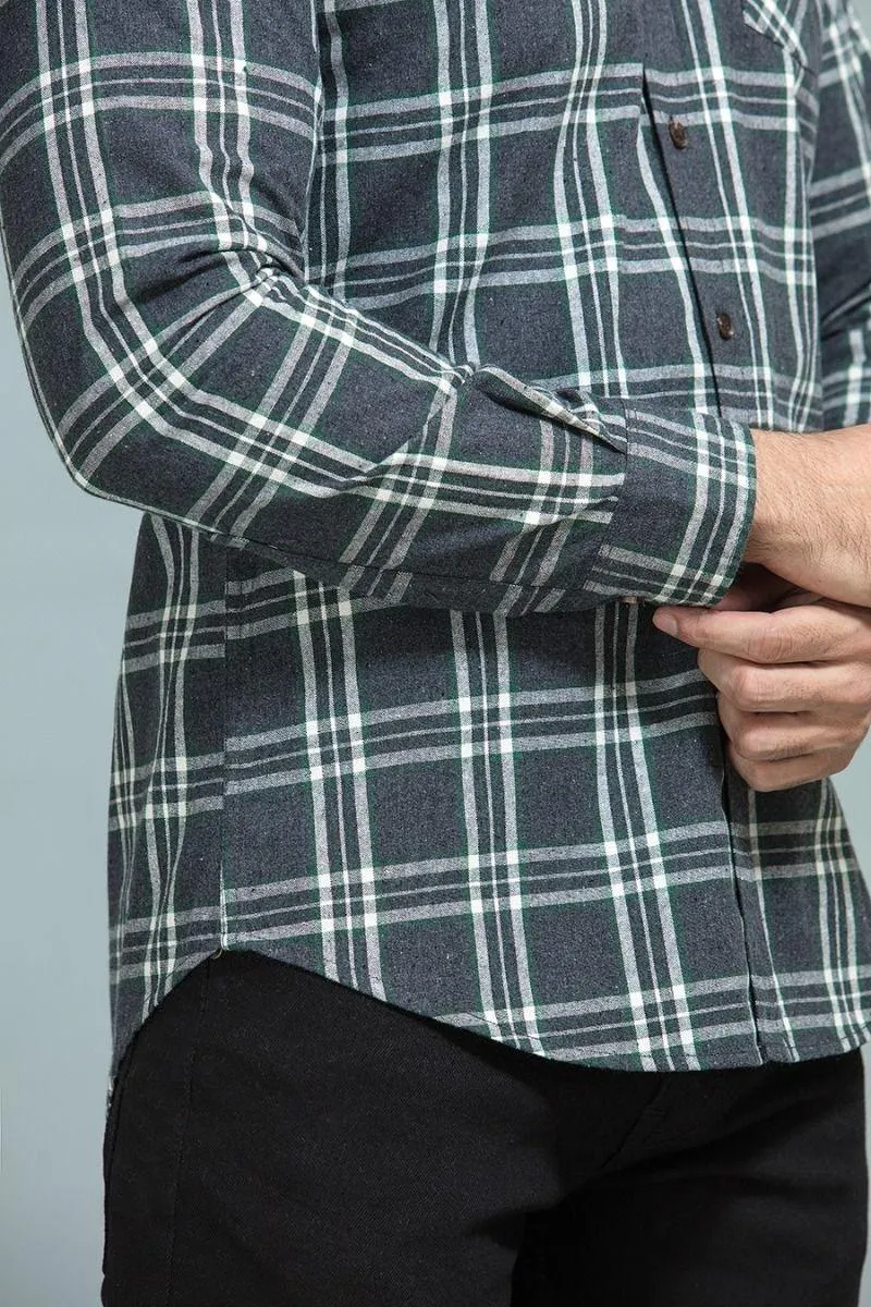 Grey Wooven Checkered Shirt