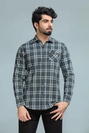 Grey Wooven Checkered Shirt