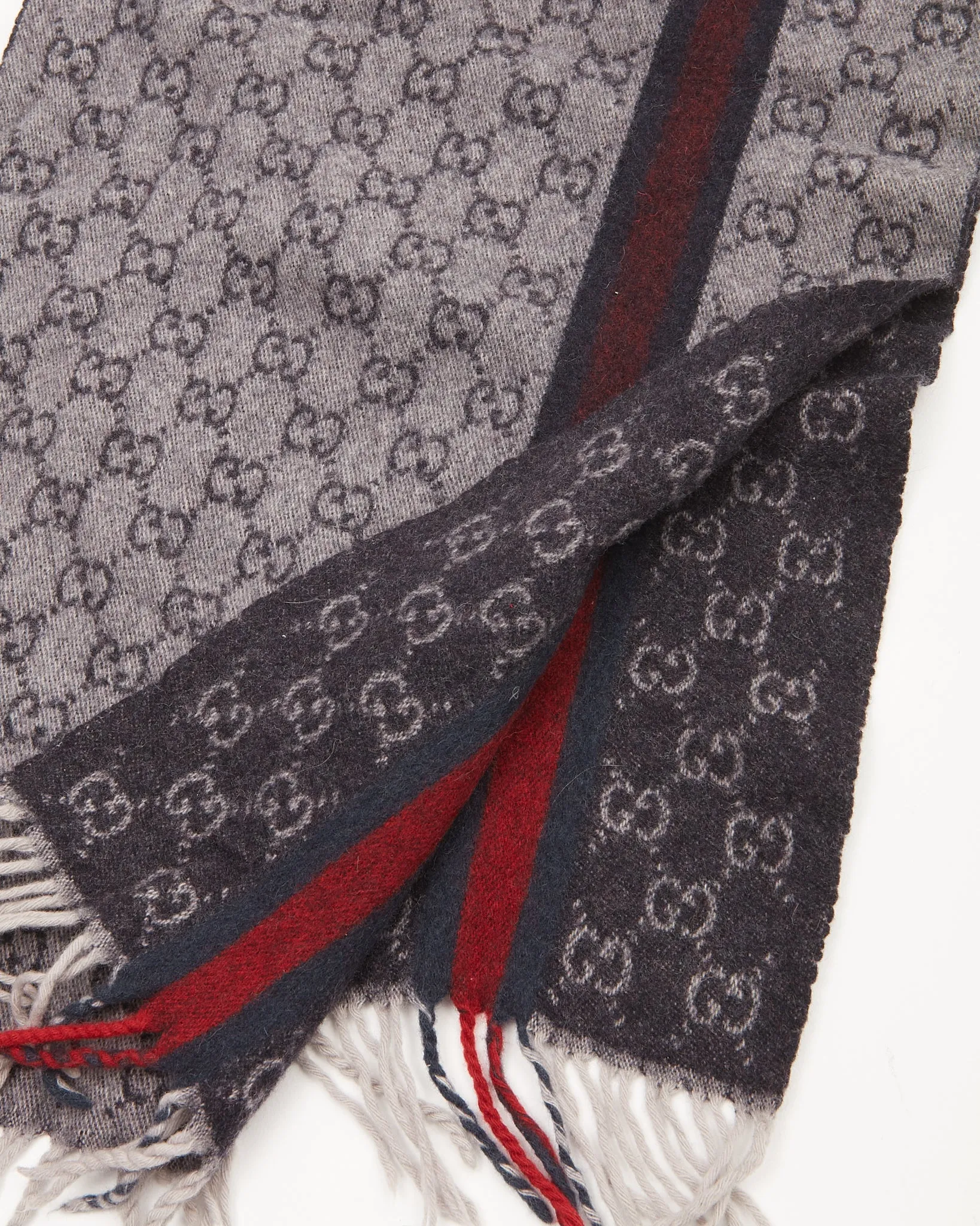 Gucci Navy Wool GG Scarf