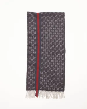 Gucci Navy Wool GG Scarf