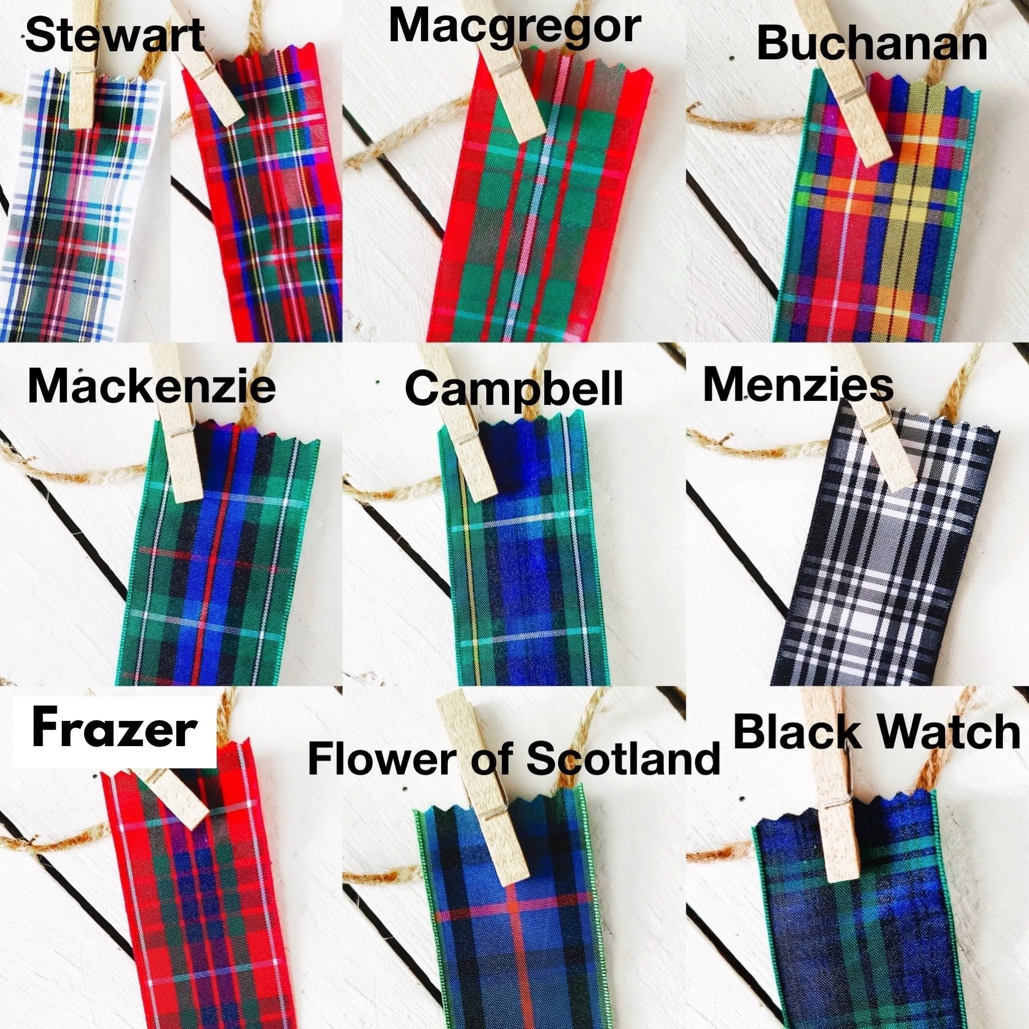 Hand-Knitted Wreaths Farmhouse Tartan Plaid Christmas Scotland - 6 inch wreath - Ready to Ship