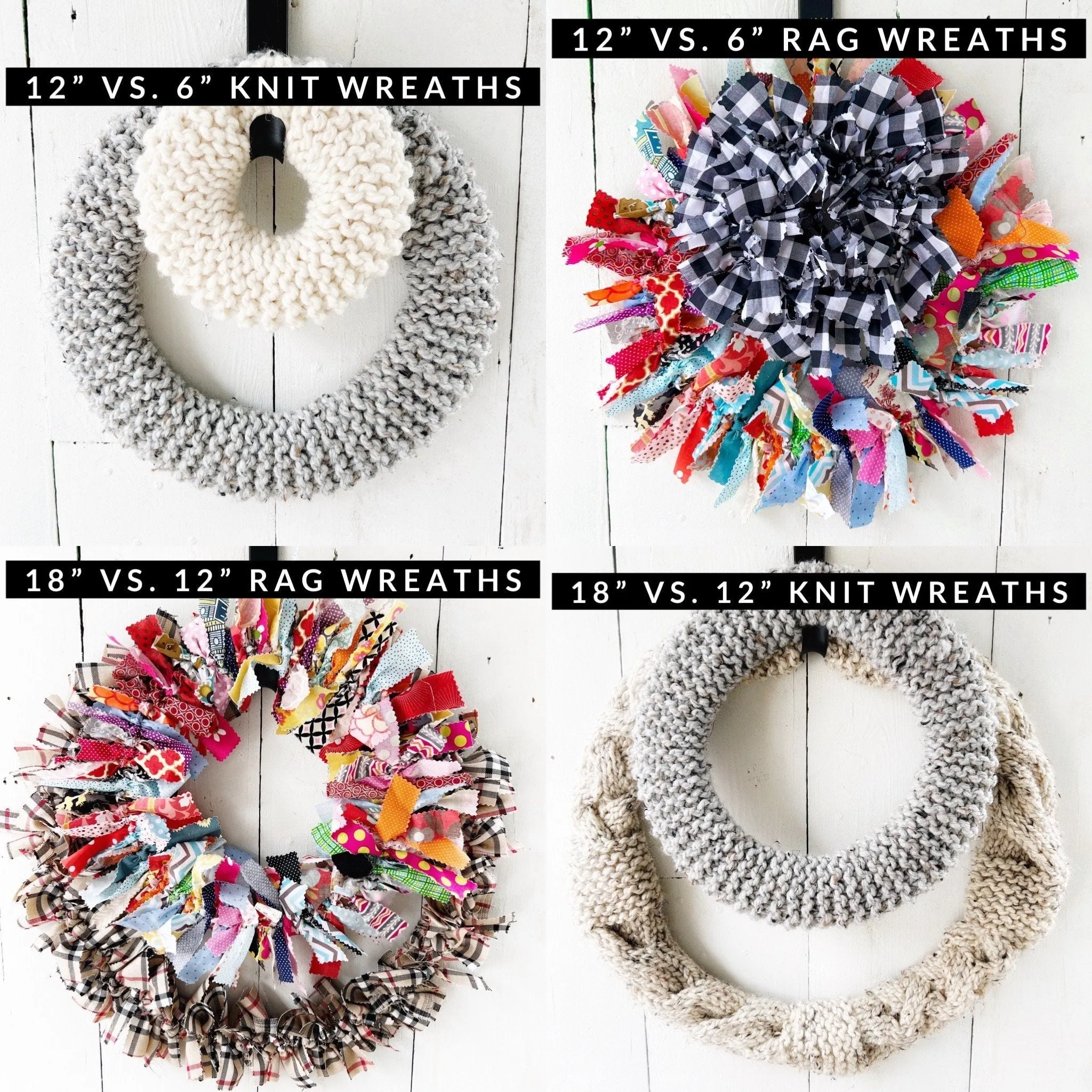 Hand-Knitted Wreaths Farmhouse Tartan Plaid Christmas Scotland - 6 inch wreath - Ready to Ship