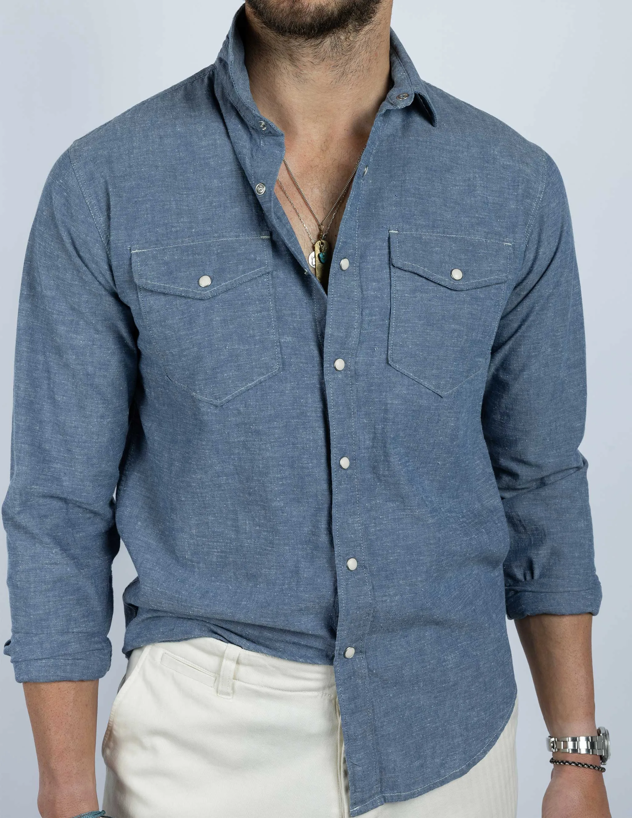 Harrison Western Shirt in Chambray