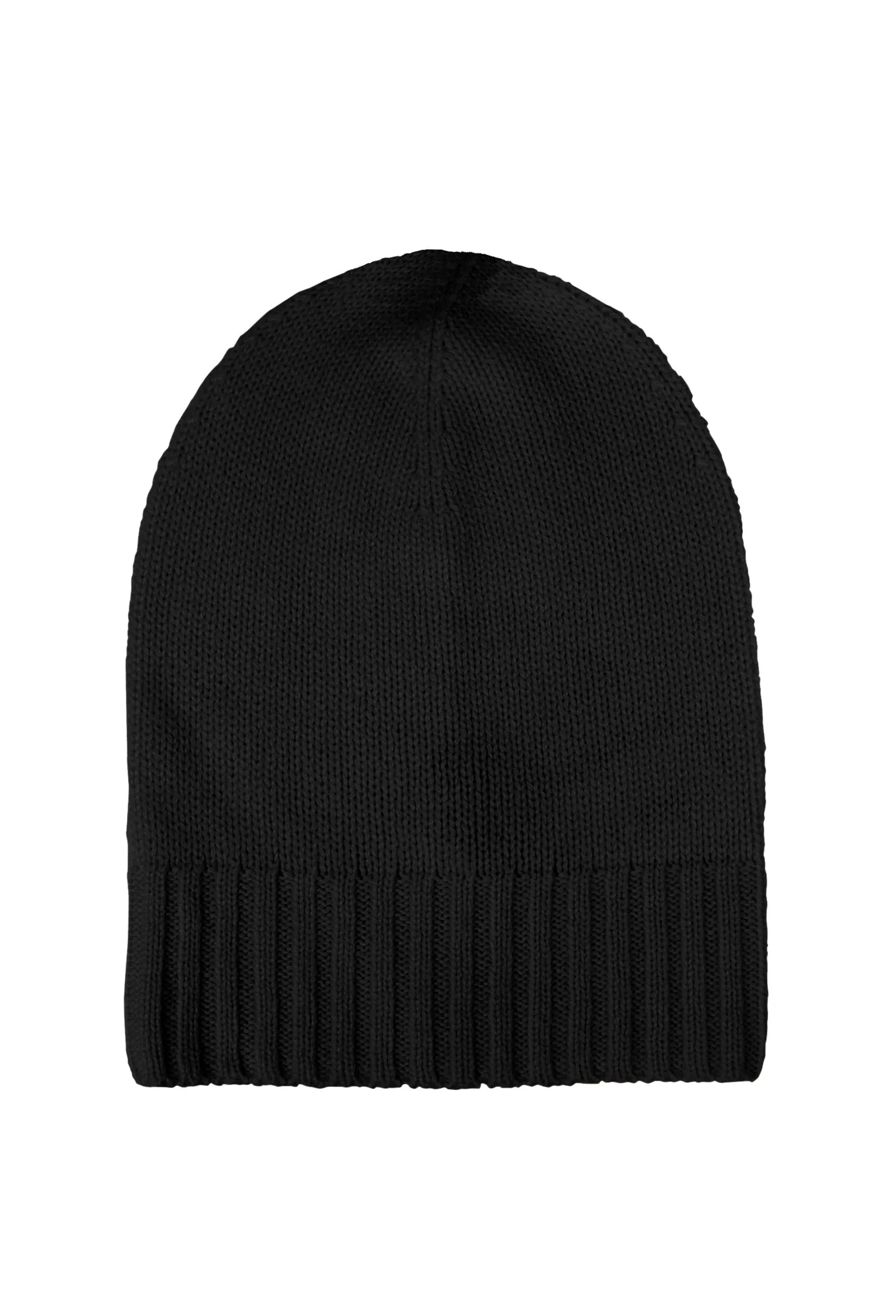Hat Attack Cashmere Slouchy Cuff Beanie (Black)