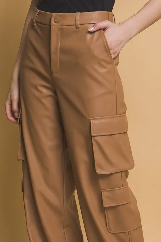 Hazel Blues® |  Love Tree PU Leather Cargo Pants