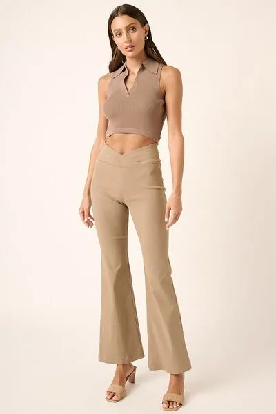 Hazel Blues® |  Mittoshop Surplice V Waist Flare Pants