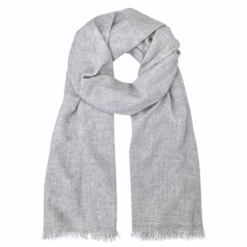 Heather Gray Handloom Cashmere Scarf