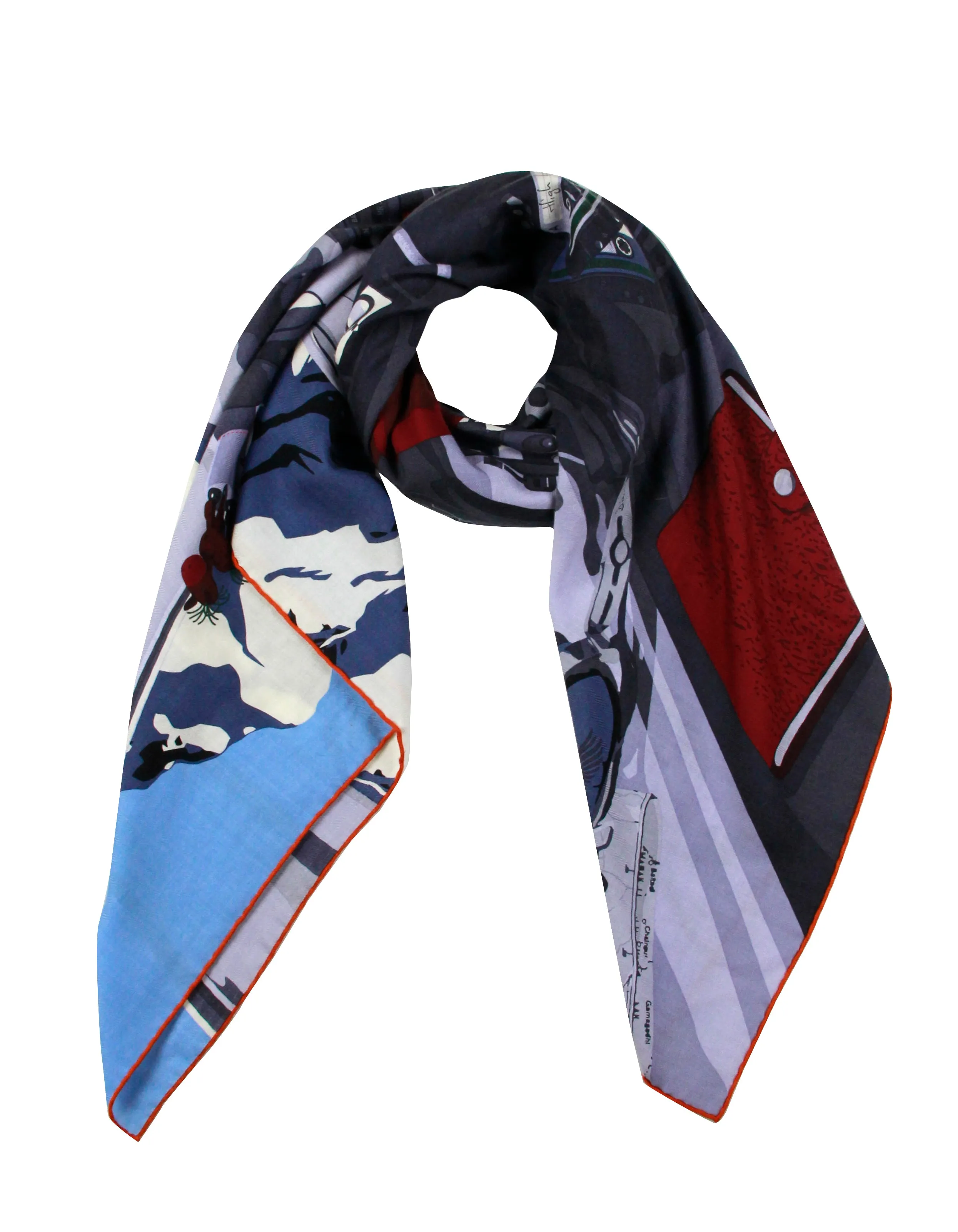 Hermes NEW Anthracite/Gris Moyen High Flyer 140cm Silk/Cashmere Shawl Scarf