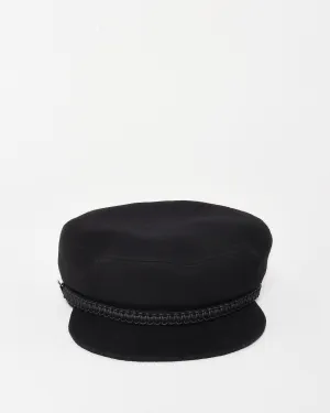 Hermès Black Braided Trim Cashmere Deauville Cap - 58