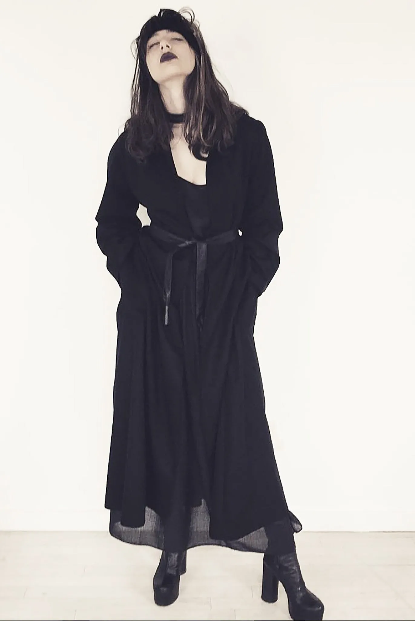 High Collar Long Cashmere Coat