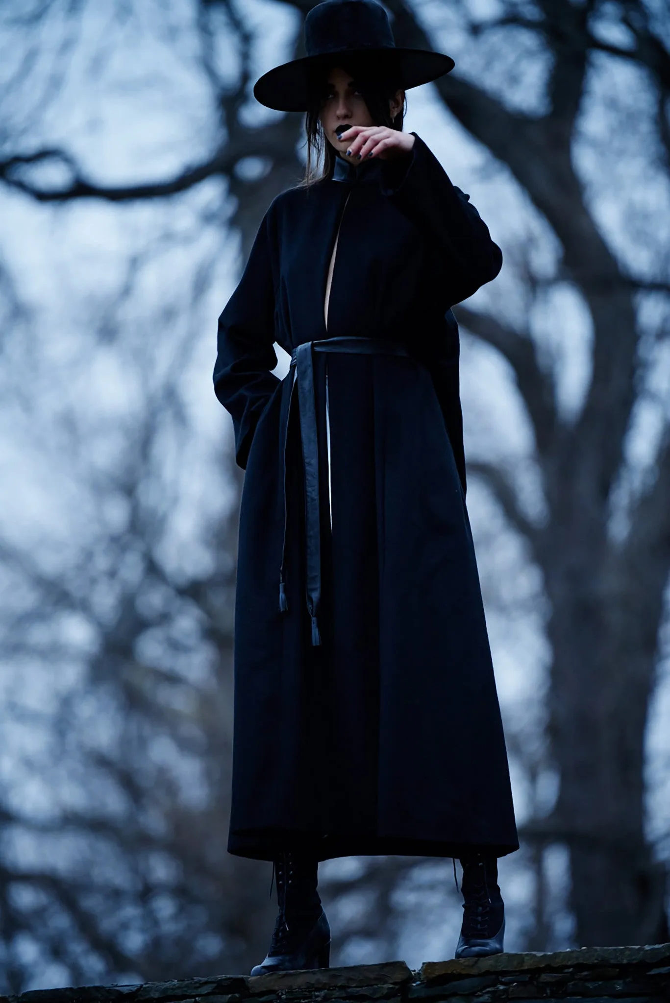 High Collar Long Cashmere Coat