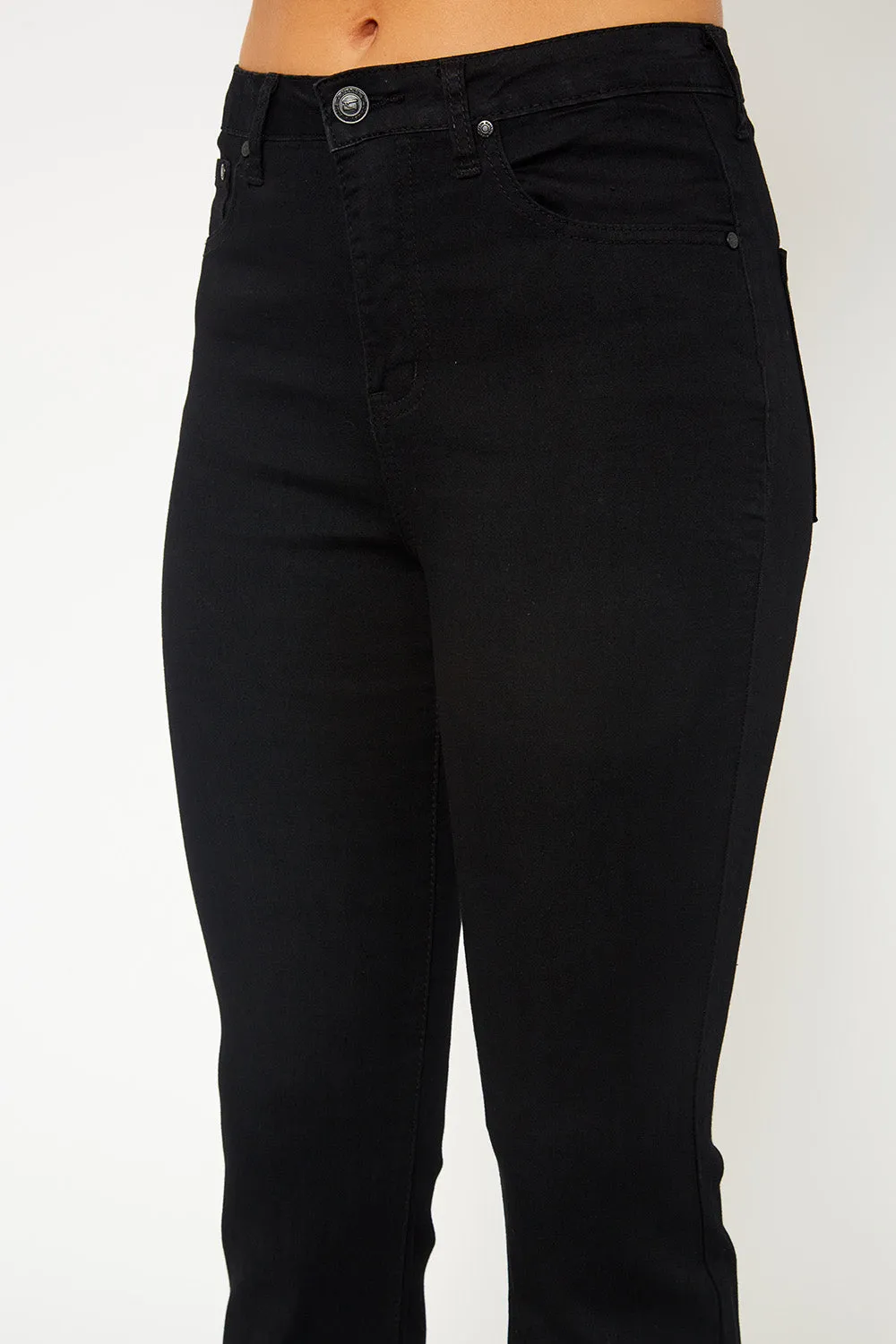 High-rise black flare pants