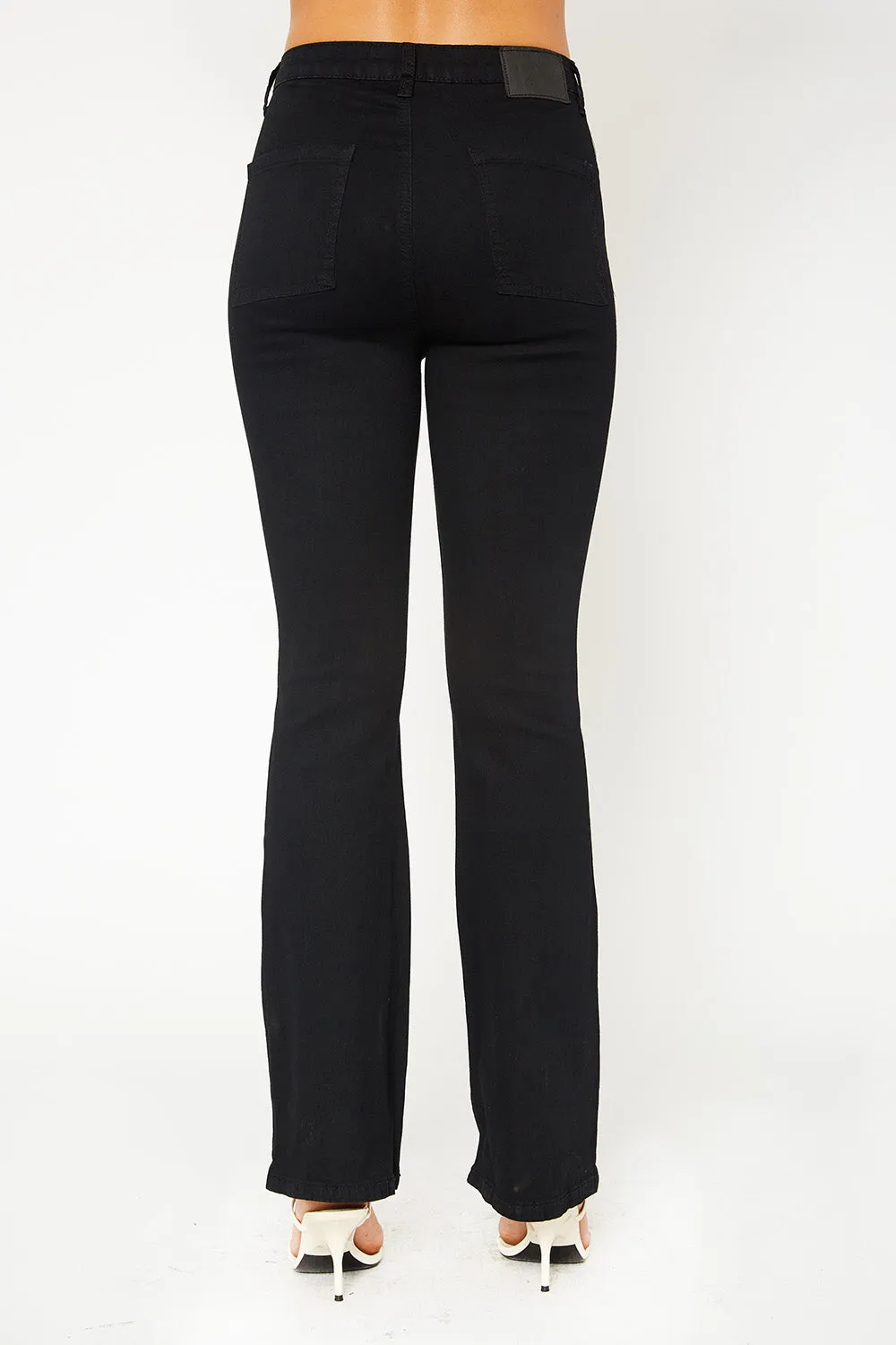 High-rise black flare pants
