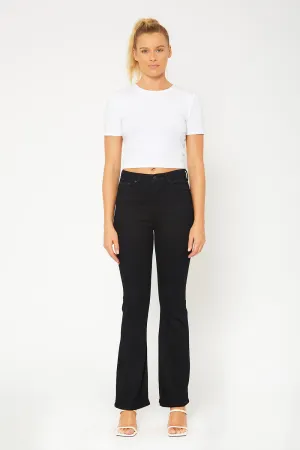 High-rise black flare pants