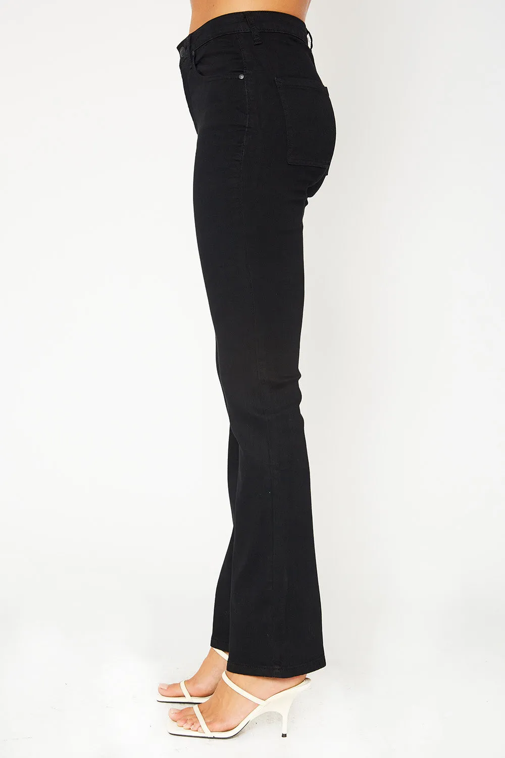 High-rise black flare pants
