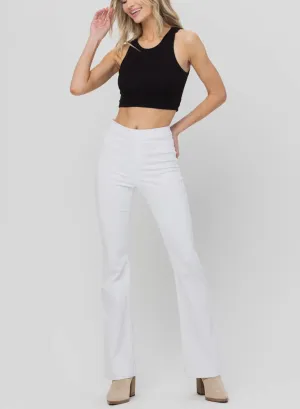 High Rise Pull On Flare Denim Pants