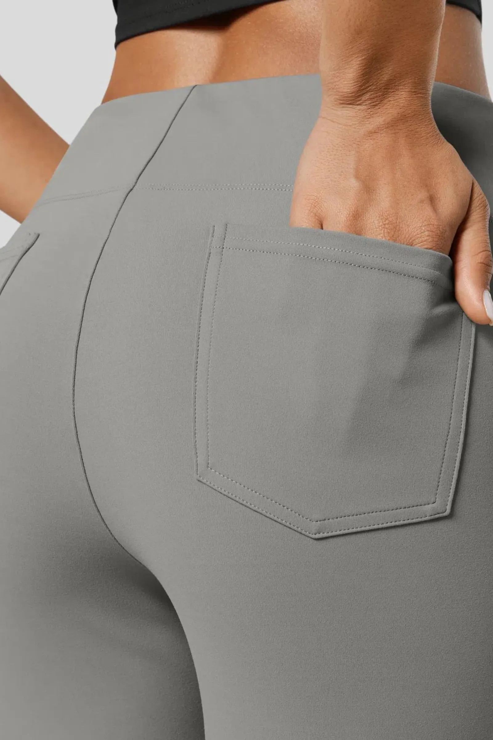 High-Waisted Lulu Flare Work Pants-Dove Grey