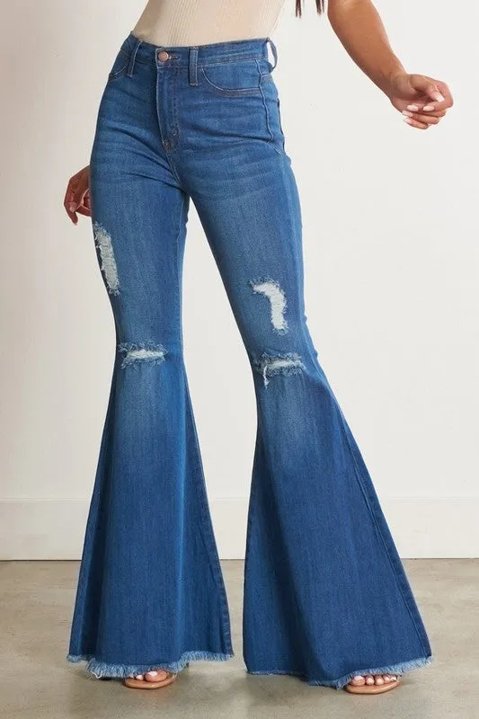 Highwaist Distressed Bell Bottoms