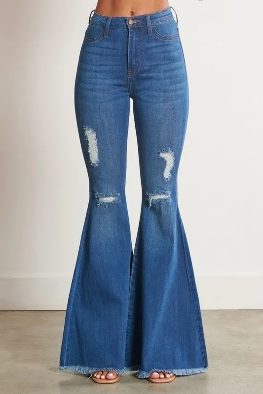 Highwaist Distressed Bell Bottoms