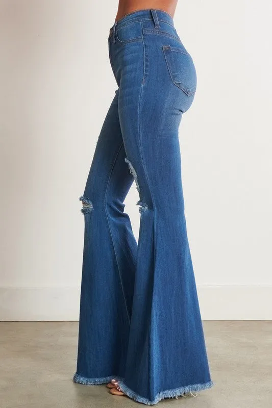 Highwaist Distressed Bell Bottoms