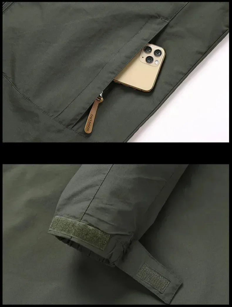 Hiking Waterproof Jacket Men's New Autumn Casual Sports Detachable Hooded Coat Field Mountain Climbing Travel Thin Windbreaker