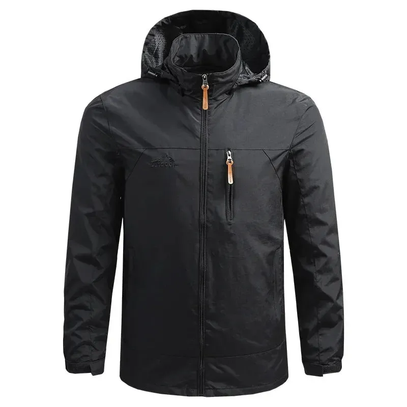 Hiking Waterproof Jacket Men's New Autumn Casual Sports Detachable Hooded Coat Field Mountain Climbing Travel Thin Windbreaker