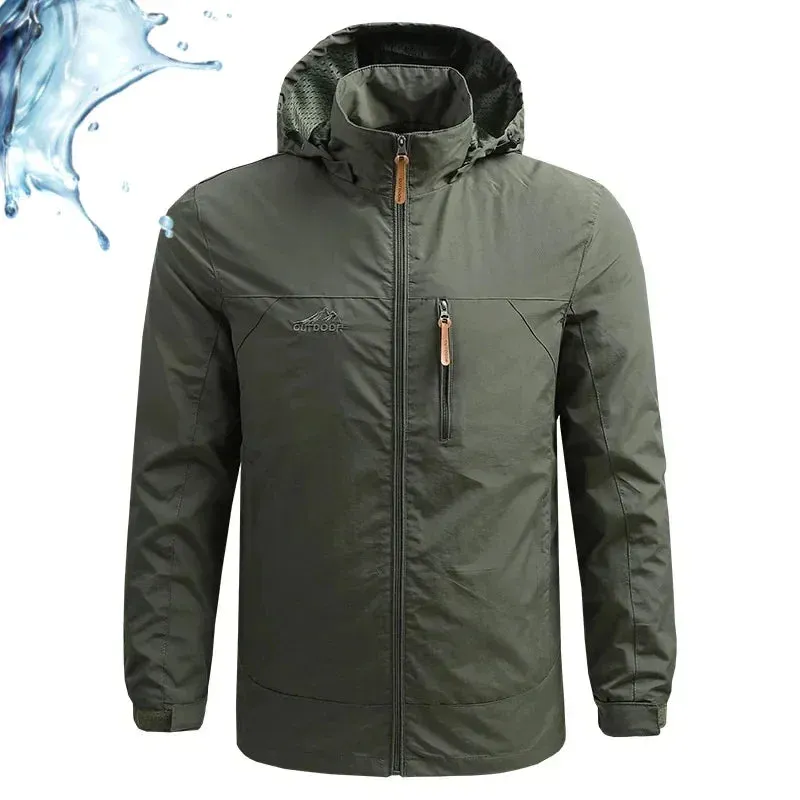Hiking Waterproof Jacket Men's New Autumn Casual Sports Detachable Hooded Coat Field Mountain Climbing Travel Thin Windbreaker