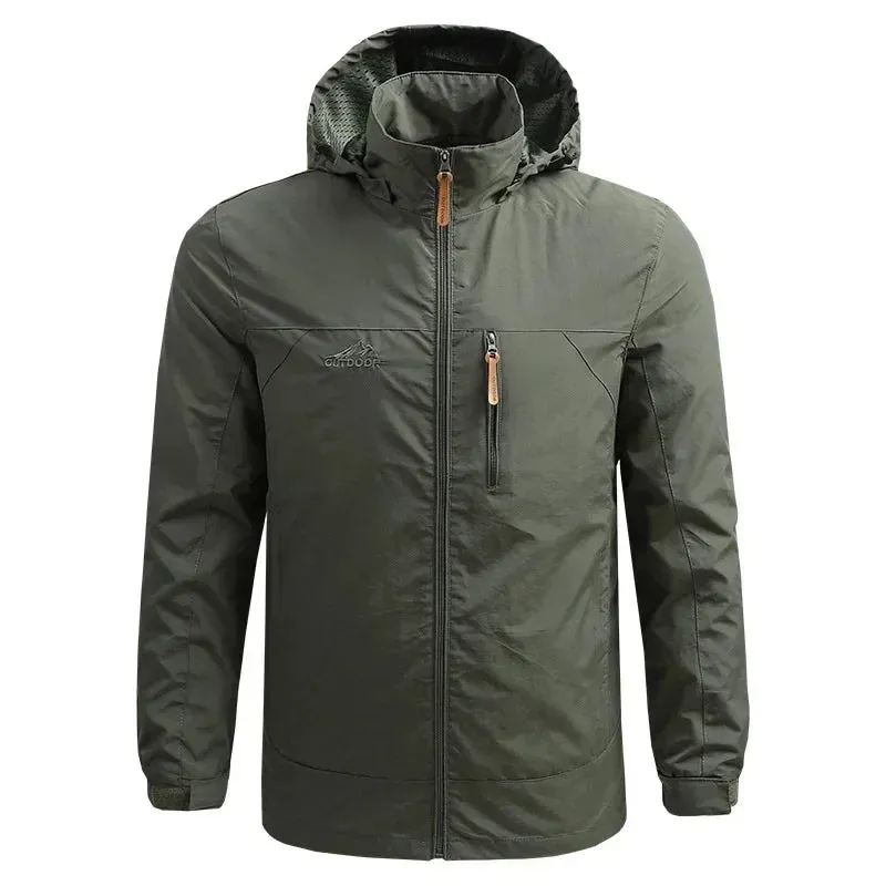 Hiking Waterproof Jacket Men's New Autumn Casual Sports Detachable Hooded Coat Field Mountain Climbing Travel Thin Windbreaker