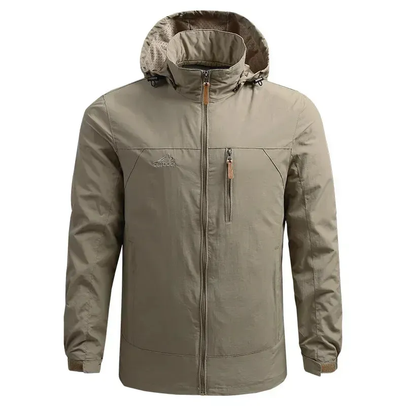 Hiking Waterproof Jacket Men's New Autumn Casual Sports Detachable Hooded Coat Field Mountain Climbing Travel Thin Windbreaker