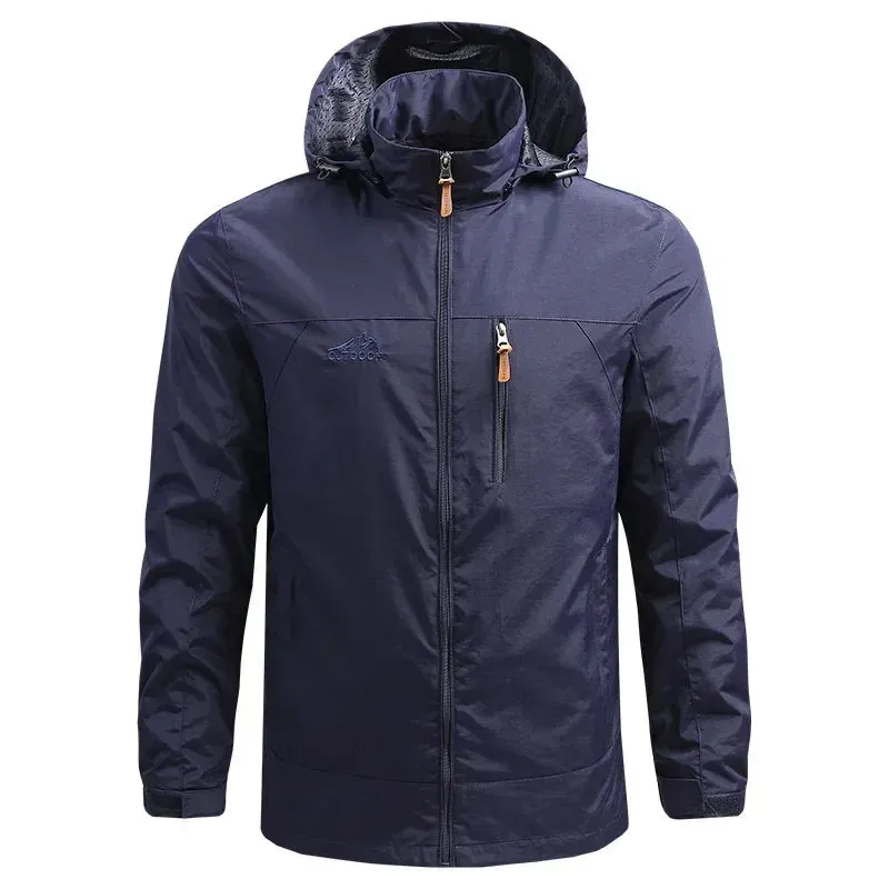 Hiking Waterproof Jacket Men's New Autumn Casual Sports Detachable Hooded Coat Field Mountain Climbing Travel Thin Windbreaker