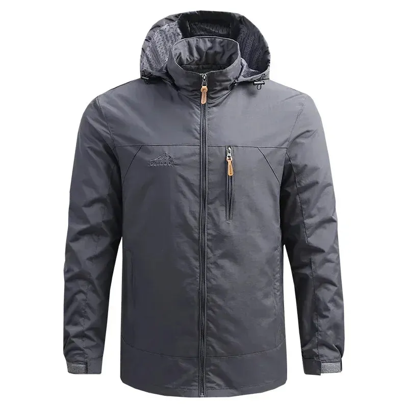 Hiking Waterproof Jacket Men's New Autumn Casual Sports Detachable Hooded Coat Field Mountain Climbing Travel Thin Windbreaker