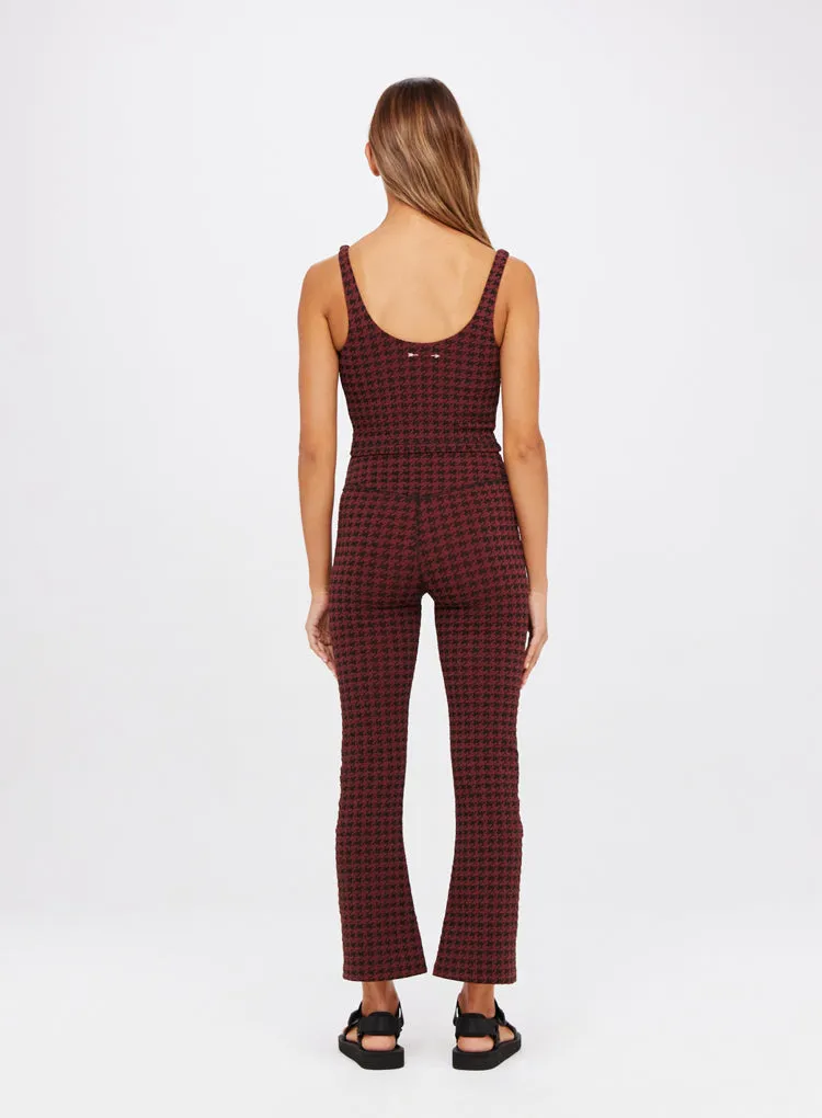HOUNDSTOOTH THIA CROPPED FLARE PANTS