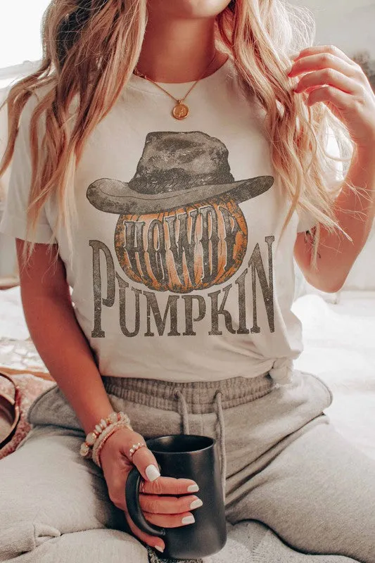 HOWDY PUMPKIN COWBOY GRAPHIC TEE PLUS SIZE