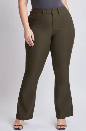 Hyperstretch High Rise Flare Pant in Dark Olive