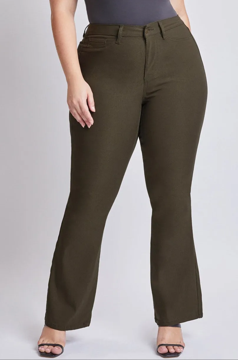 Hyperstretch High Rise Flare Pant in Dark Olive