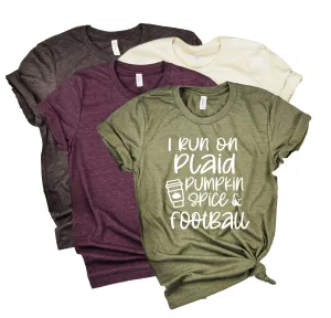 I Run On Plaid Pumpkin Spice And Football Shirt | Fall Shirt | Unisex Crew