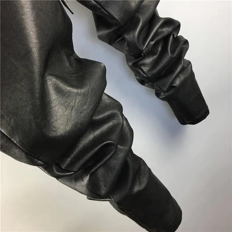 Idopy Men's Faux Leather Harem Pants