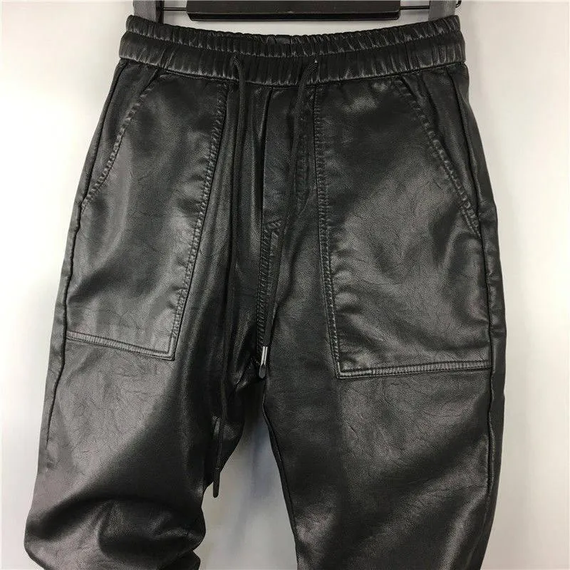 Idopy Men's Faux Leather Harem Pants