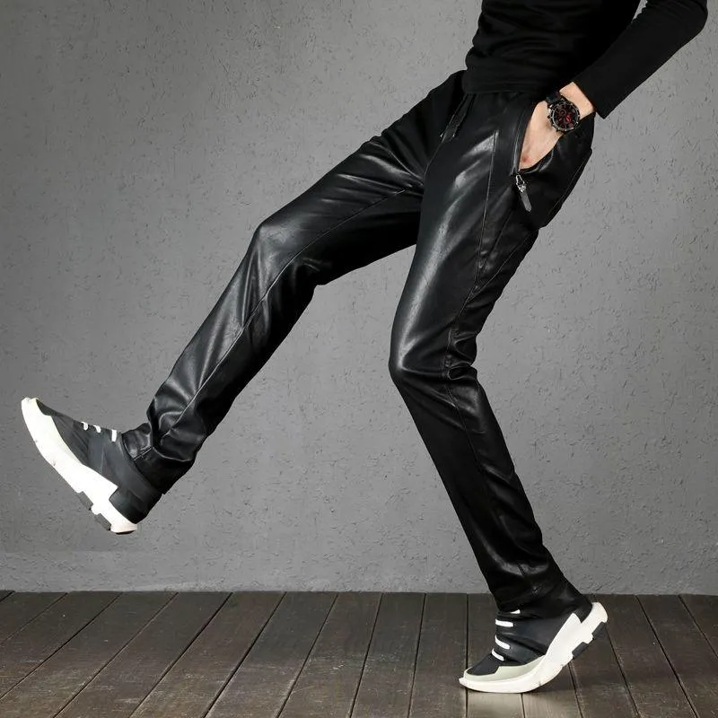 Idopy Men's Faux Leather Harem Pants