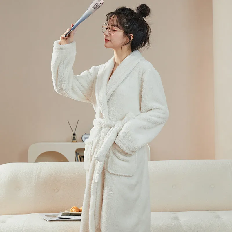 INSTOCK-Coral fleece couple pajamas robes