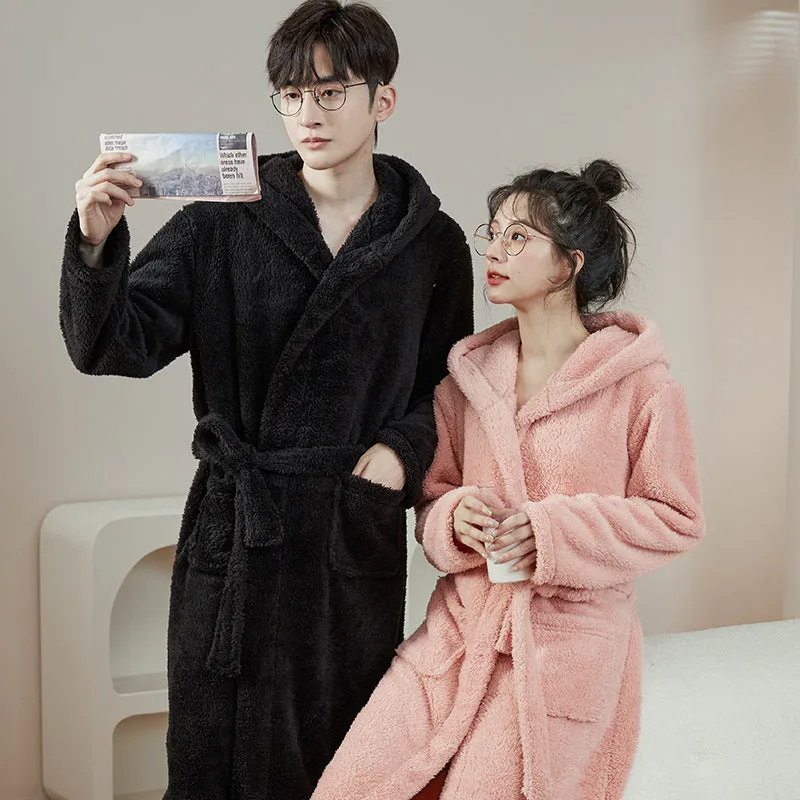 INSTOCK-Coral fleece couple pajamas robes