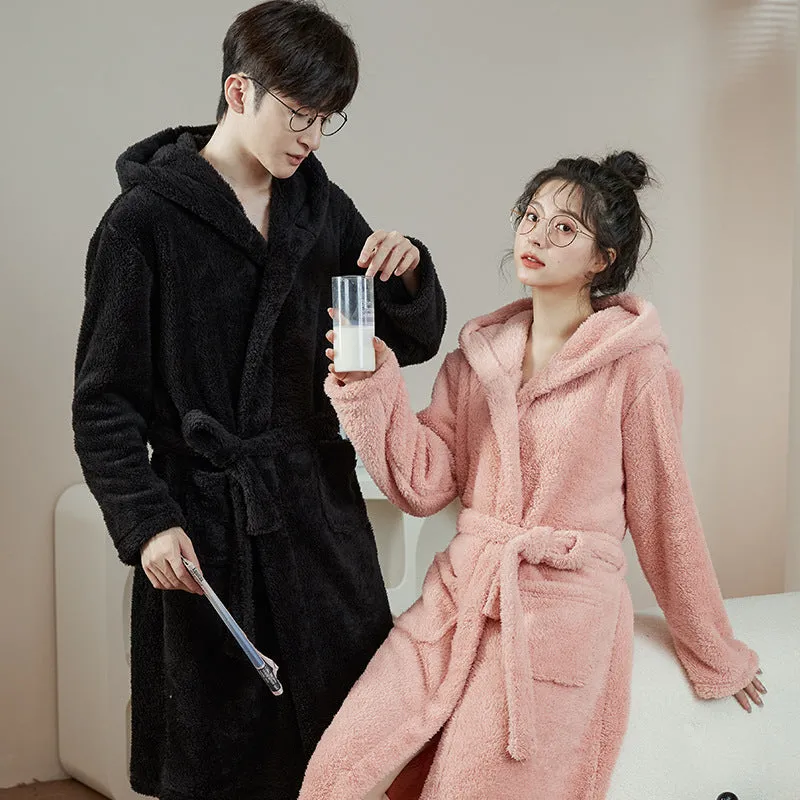 INSTOCK-Coral fleece couple pajamas robes