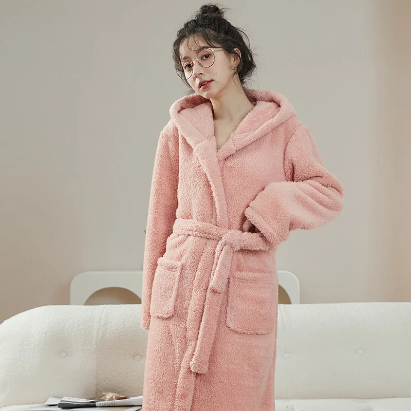 INSTOCK-Coral fleece couple pajamas robes