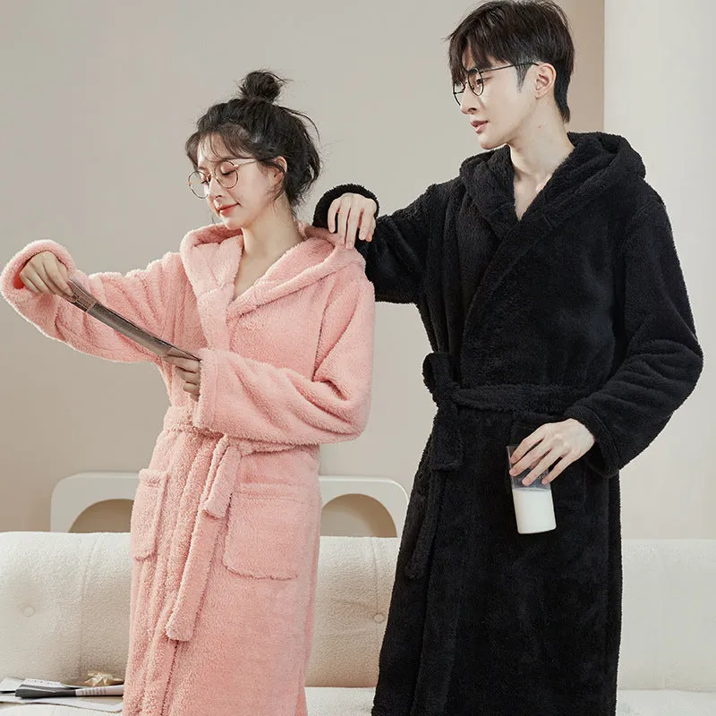 INSTOCK-Coral fleece couple pajamas robes